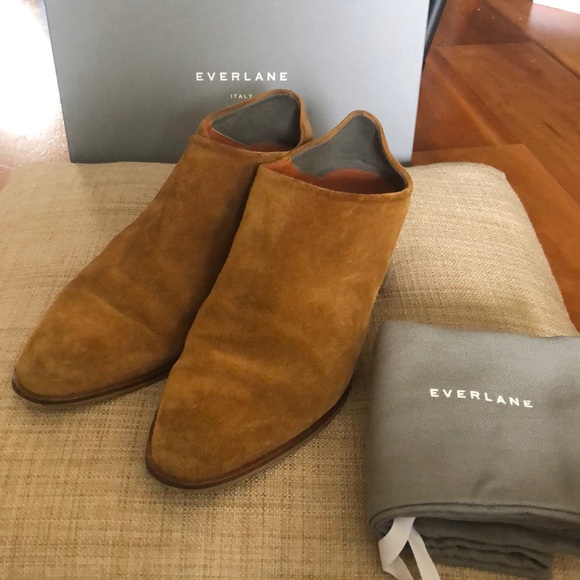Everlane Mustard Suede Heel Mule/Ankle Boots - Picture 3 of 10